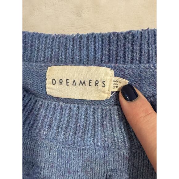 DREAMERS Blue Heart Knit Kawaii Twee Long Sleeve Blue Sweater - Picture 2 of 10